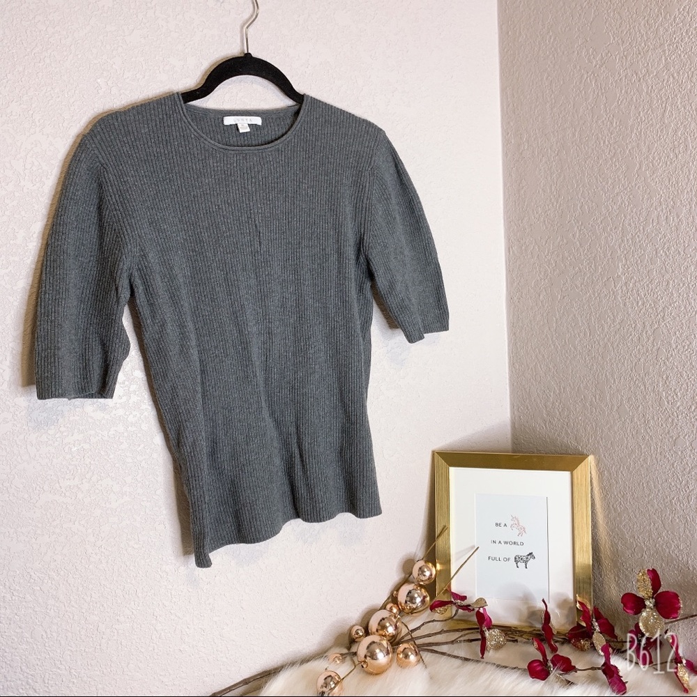 Lunya Cotton Silk Ribbed Sweater Tee • Grey • XL